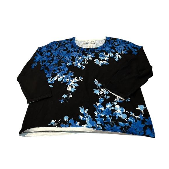 ALFRED DUNNER black and blue floral sweater - Picture 1 of 5